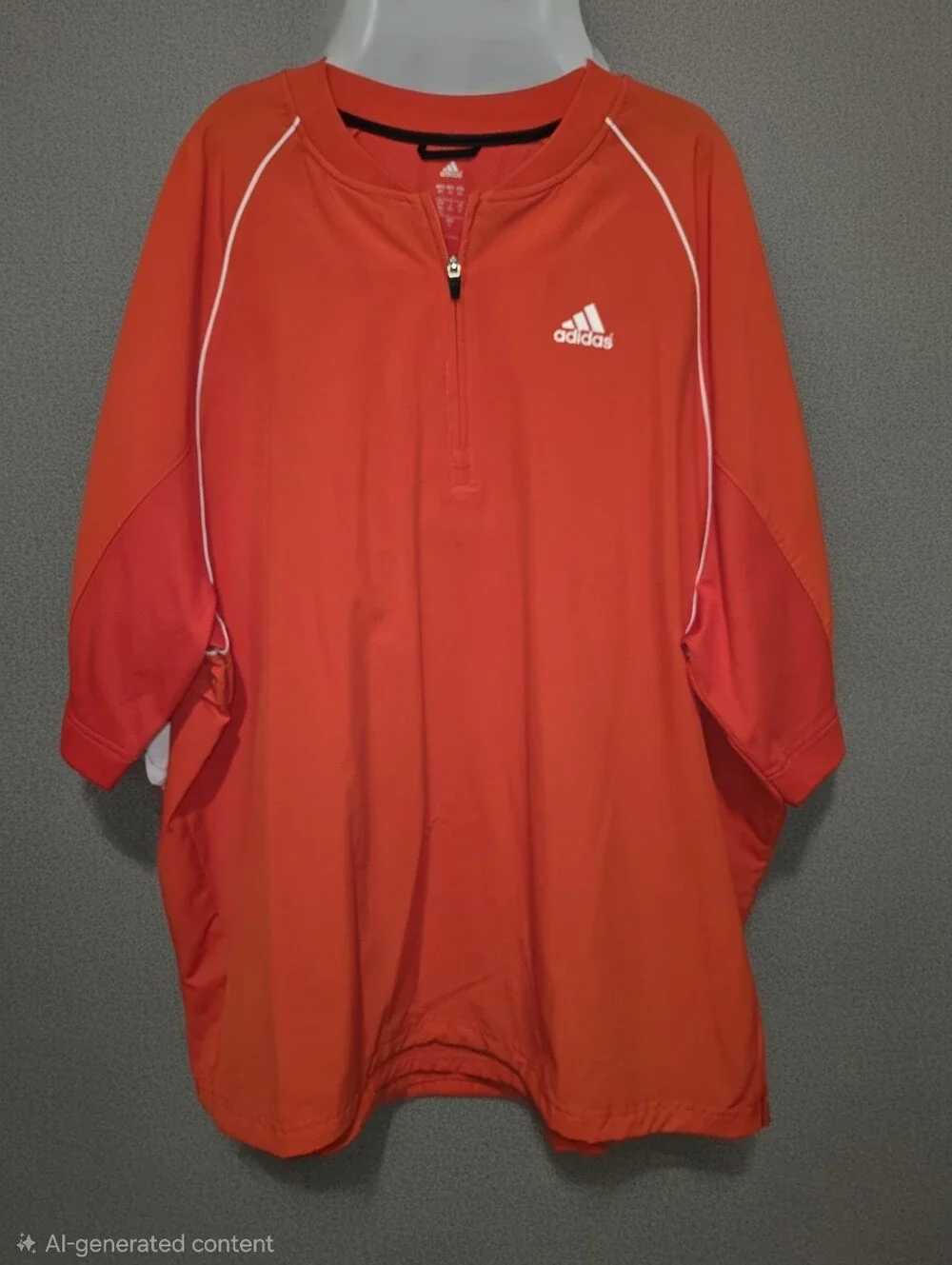 Adidas Men’s Orange Quarter-Zip Pullover Windbreaker Short Sleeved